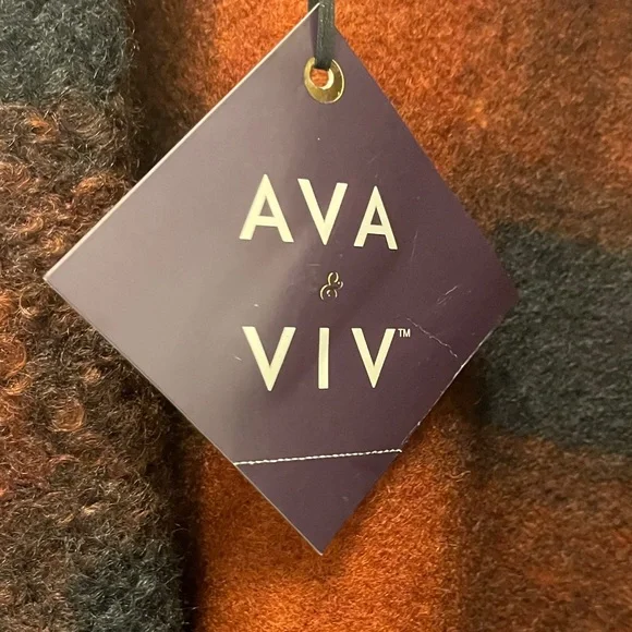 Ava & Viv Rust and Black Checkered Jacket - Picture 3 of 8